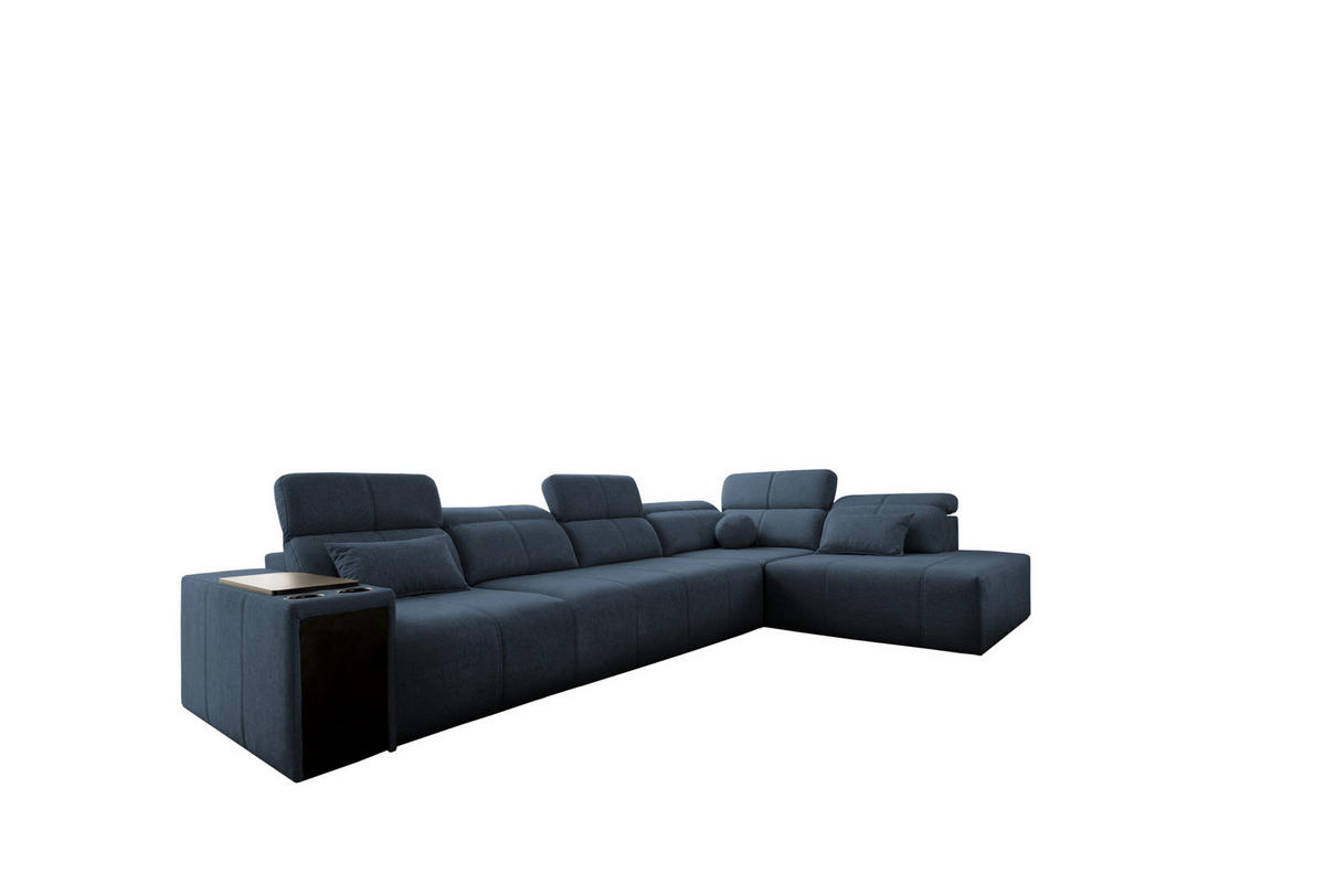 ECKSOFA L-Form Mindy XI Mit Schlaffunktion Und Verstellbarer Rückenlehne Stoff Verita Blau Rechts - Blau, Holz/Textil (350/230cm) - Kaiser Möbel