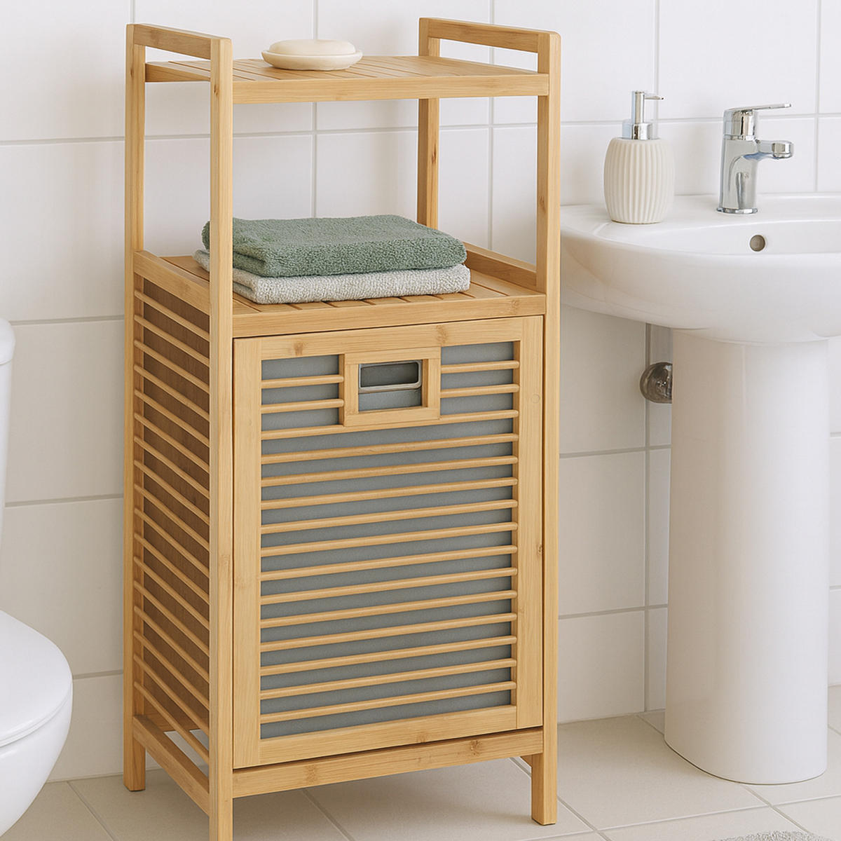 WÄSCHEKORB Bambus 40x30x95 cm - Braun, Naturmaterialien (40/95/30cm) - Bestlivings