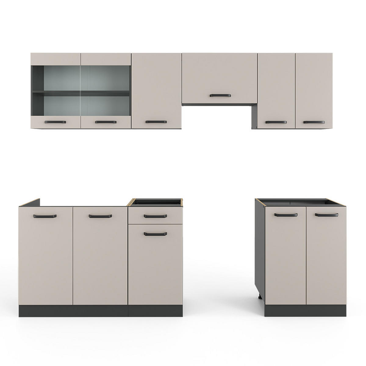 KUCHYŇSKÁ LINKA R-Line Kašmír/antracit - kašmírová/antracitová, kompozitní dřevo (240/81.6/60cm) - Vicco