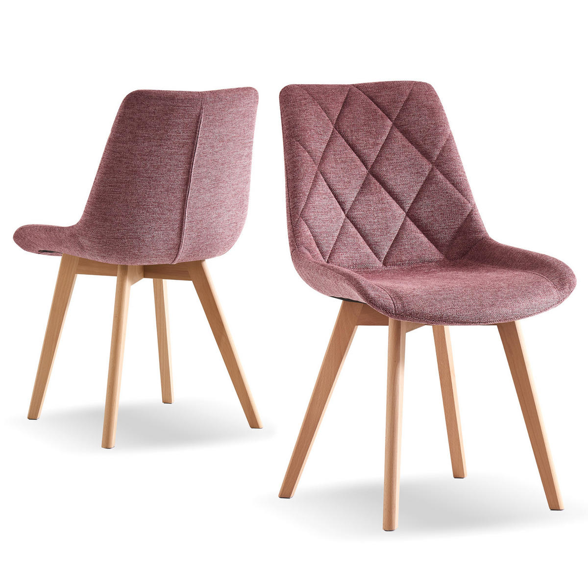 STUHL TANIA Rosa 2 Stück - Rosa, Textil (52/88/60cm) - B&D Home