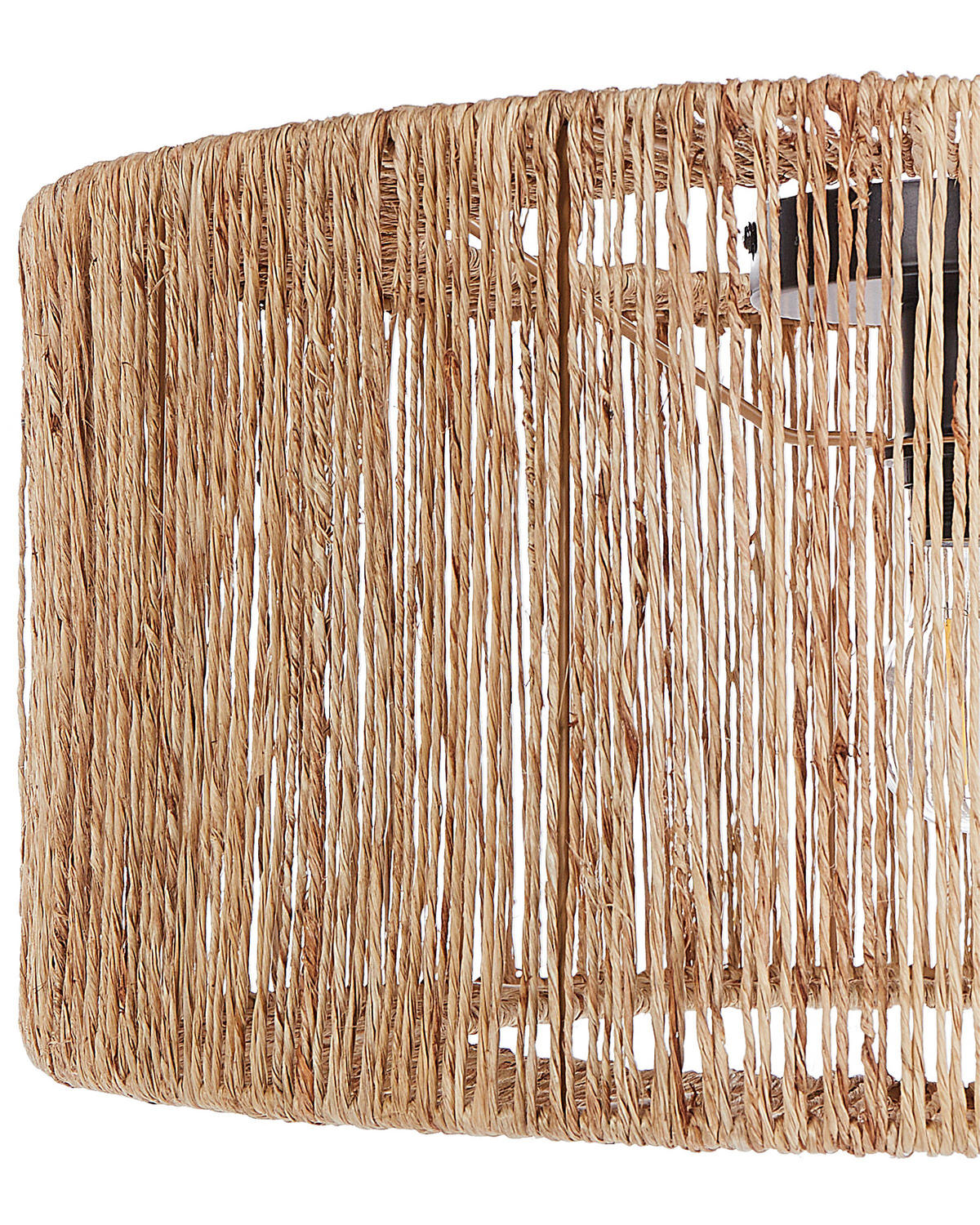 DECKENLAMPE Naturfarben/Schwarz Sewa - Schwarz/Naturfarben, Naturmaterialien (50/50/22cm) - Beliani