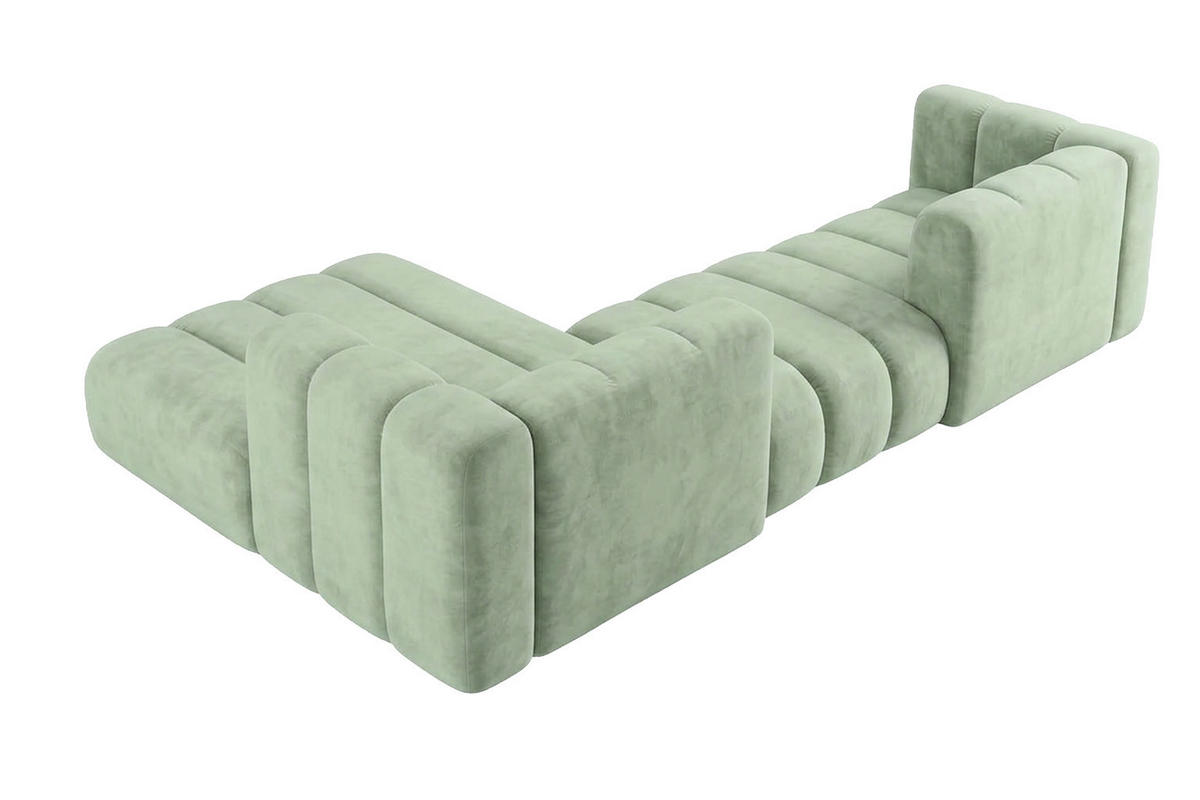 ECKSOFA Modulares In L-Form, Velvet-Stoff Riviera, Mintz, Links, GRAND 319 cm - Mintgrün, Holz (319/175cm) - Kaiser Möbel