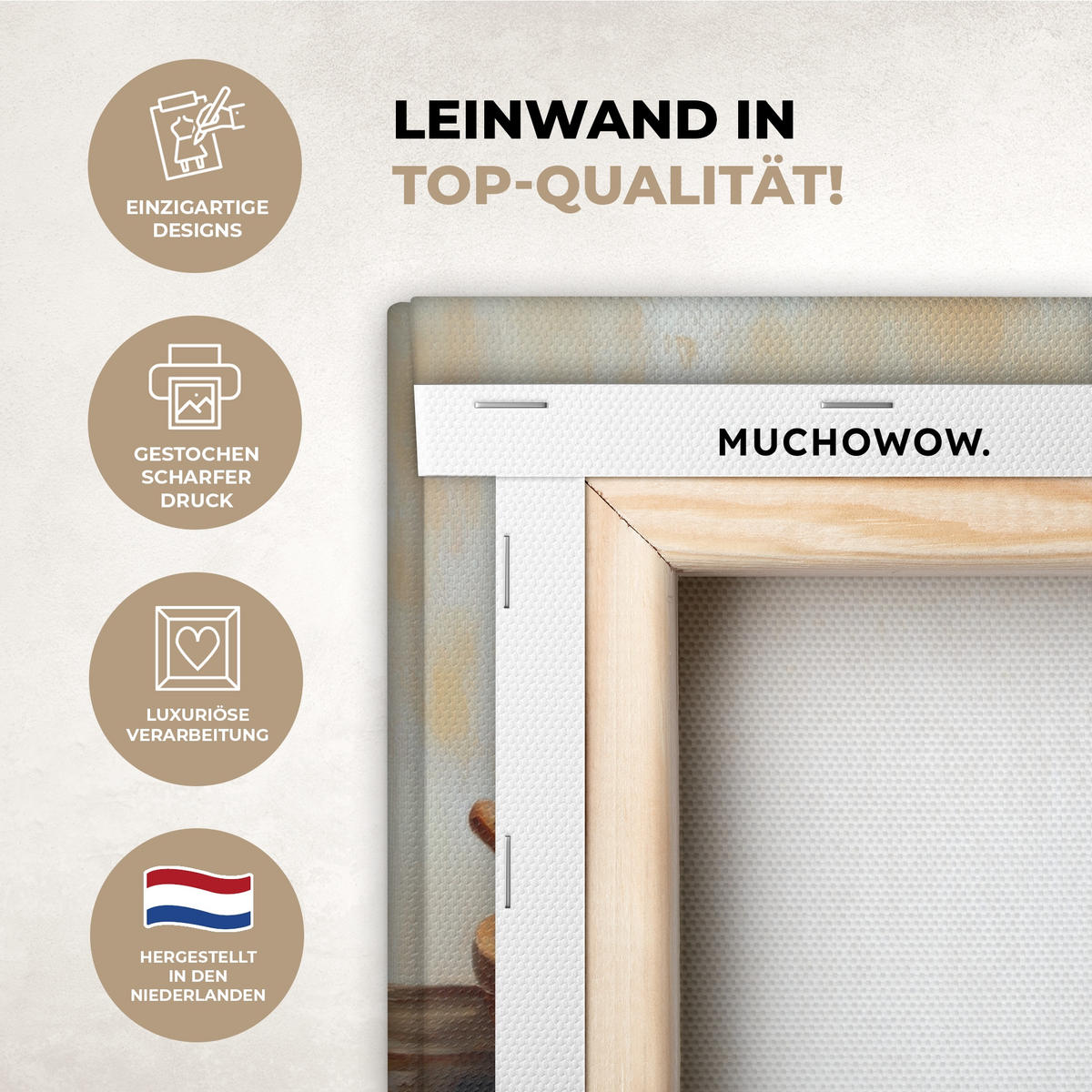 LEINWANDBILD Töpfe - Kräuter - Holz 30x20 cm - Terracotta, Textil (30/20cm) - MuchoWow