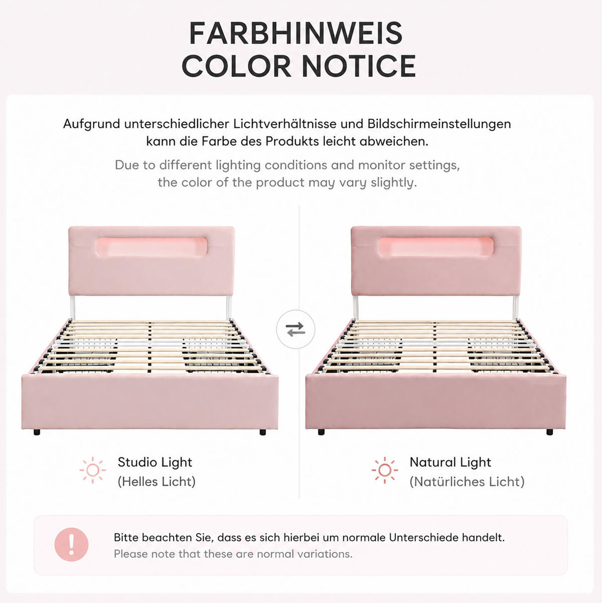 KINDER-POLSTERBETT Samt 140x200 cm Rosa mit 4 Schubladen, LED-Beleuchtung und offenem Kopfteil - Pink, Textil (140/200cm) - Modfu