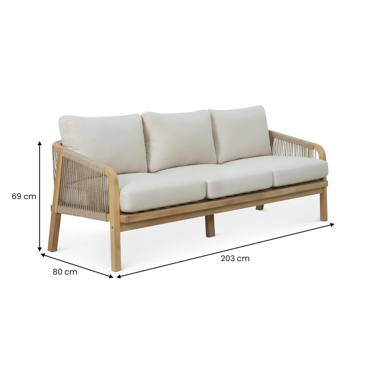 GARTENLOUNGE SANYA 4er Set beige, natur - Beige, Holz/Textil - IDIMEX