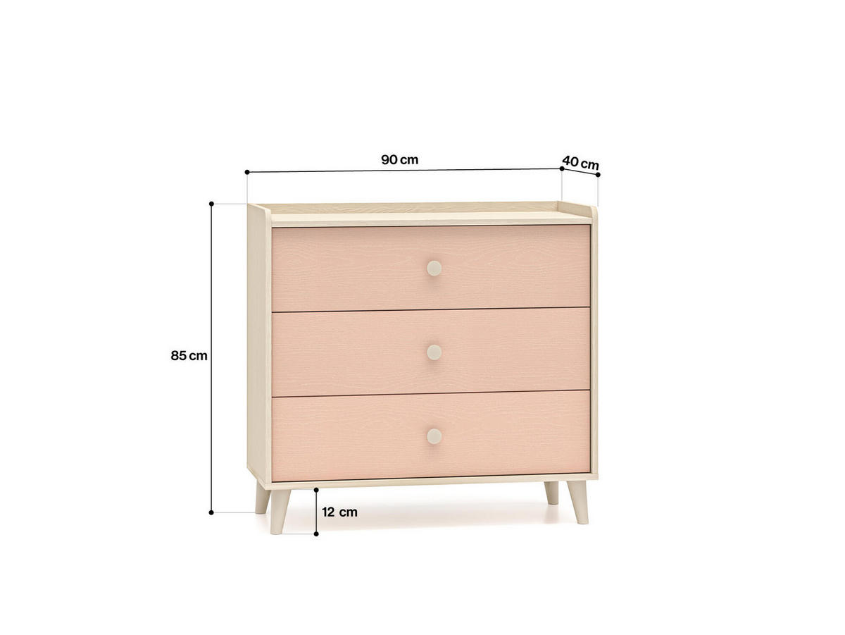 KOMMODE MEVEL Rosa 90x40x85 cm - Pink, Holzwerkstoff (90/85/40cm) - FURNLUX