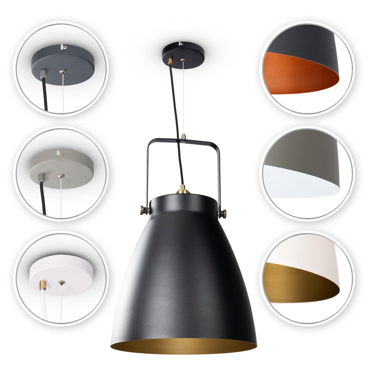 PENDELLEUCHTE Boone Pd - Weiß/Grau, Metall (39/39/58cm) - Paco Home