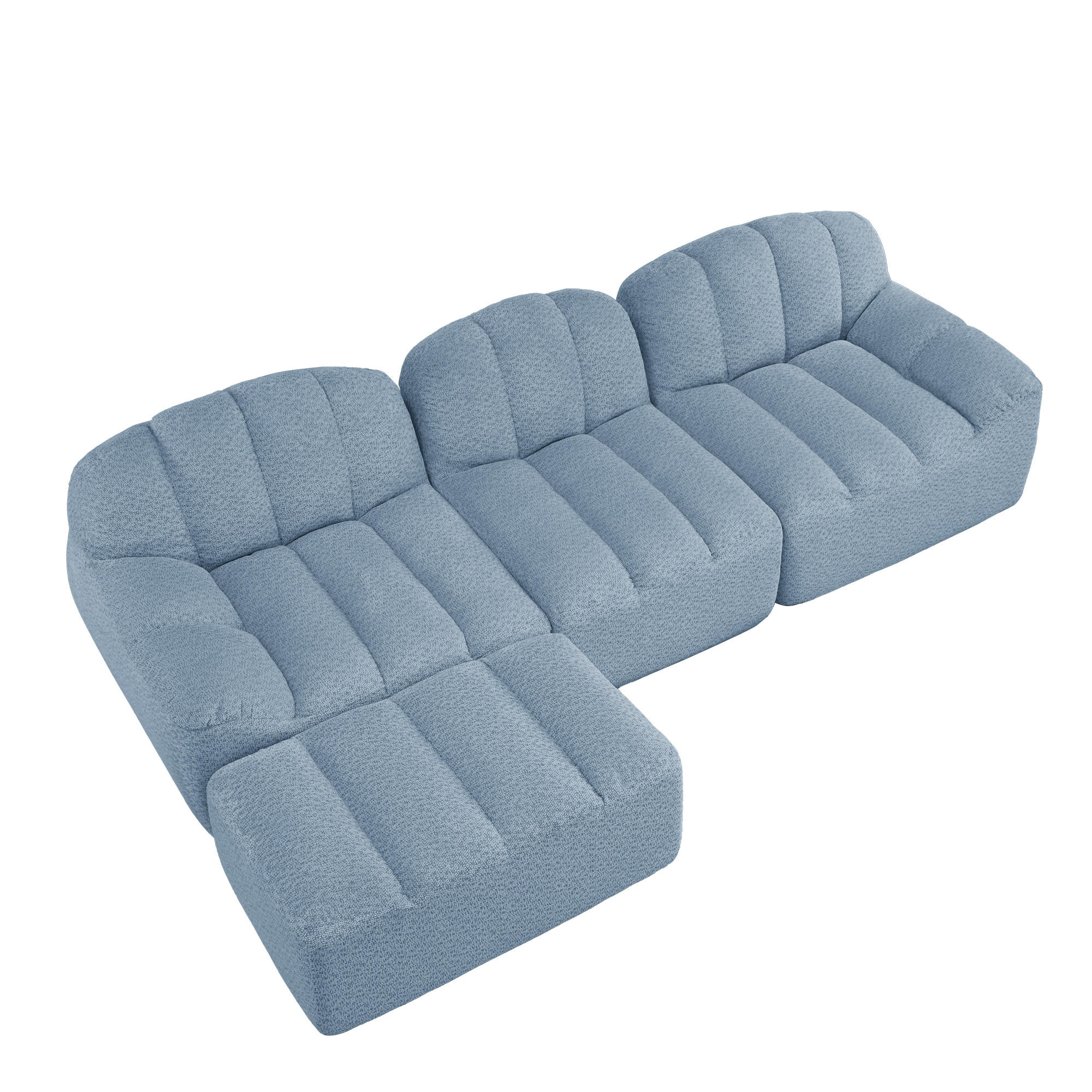 ECKSOFA DE-34312 3-Sitzer mit Ottoman Blau - Blau, Textil (165/288cm) - ComfortXL
