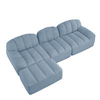 ECKSOFA DE-34312 3-Sitzer mit Ottoman Blau - Blau, Textil (165/288cm) - ComfortXL