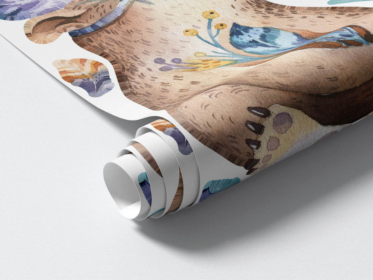 WANDAUFKLEBER 130x156cm - Boho-Tiere - Multicolor, Kunststoff (130/156/0.1cm) - Wallfluent