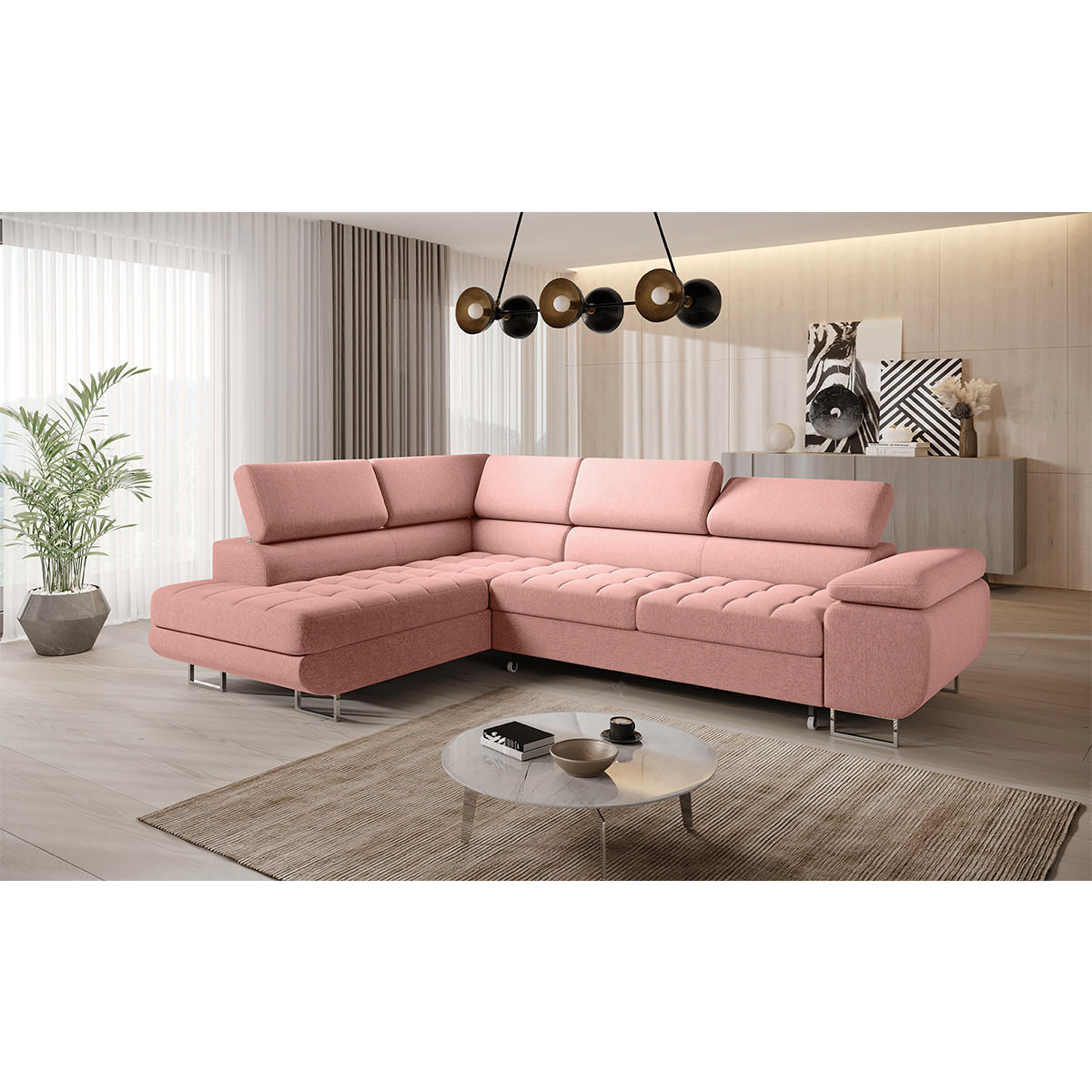 ECKSOFA Eden 4 Sitzplätze Korallenrosa - Pink, Holzwerkstoff (271/201cm) - Petits-meubles