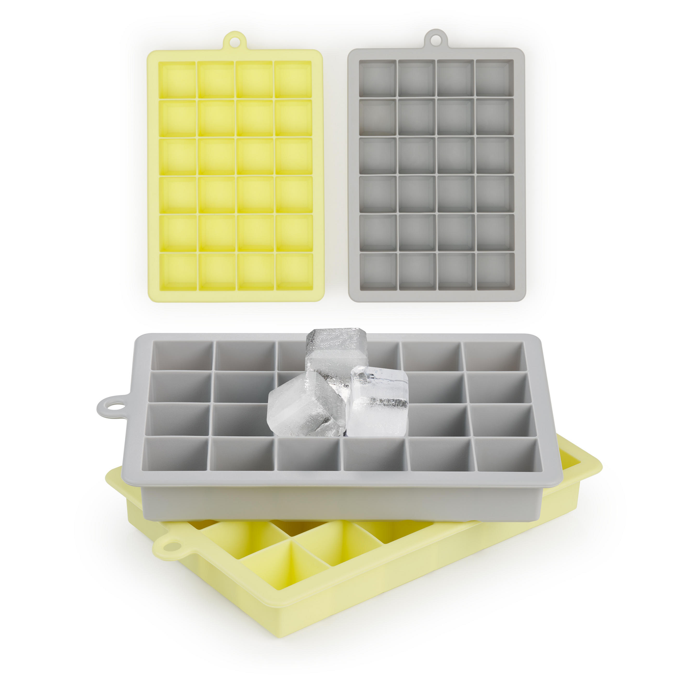 EISWÜRFELFORM Silikon, BPA-Frei, 2x24, Gelb - Gelb, Kunststoff (16.5/2.6/11cm) - Blumtal