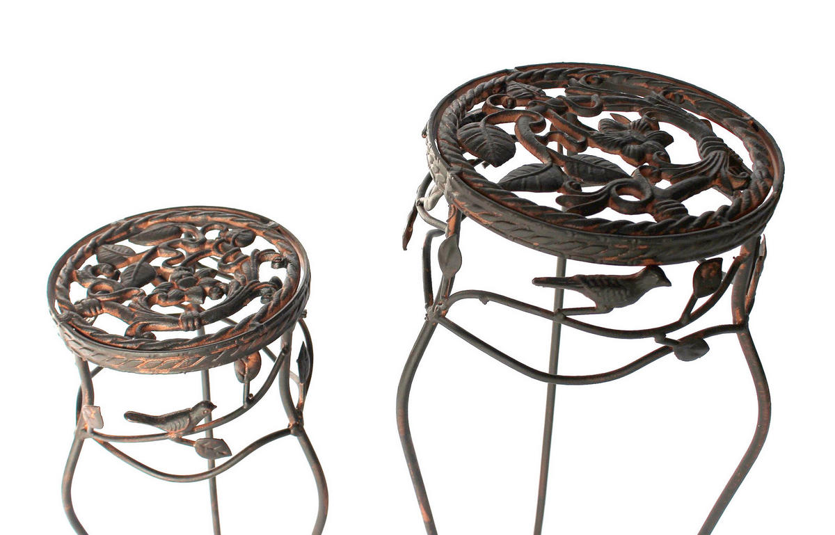 BLUMENHOCKER 2er Set 65 cm / 78 cm Metall Schwarz Rund 18215 - Schwarz, Metall (23/65/23cm) - DanDiBo