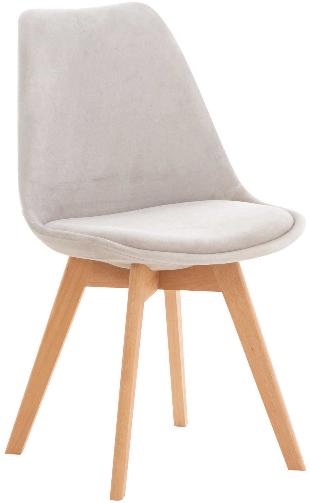 STUHL Samt hellgrau - Eukalyptusholzfarben/Hellgrau, Holz/Textil (49/83/50cm) - CLP