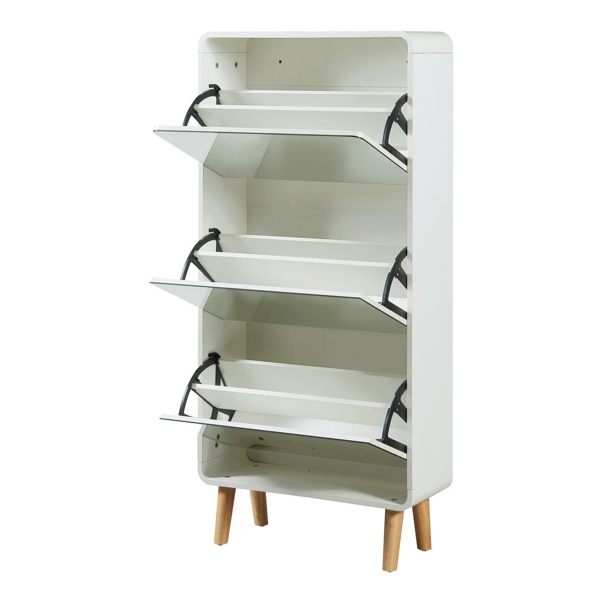 SCHUHKIPPER Aure - Weiß, Glas/Holz (63/134/23.5cm) - [en.casa]