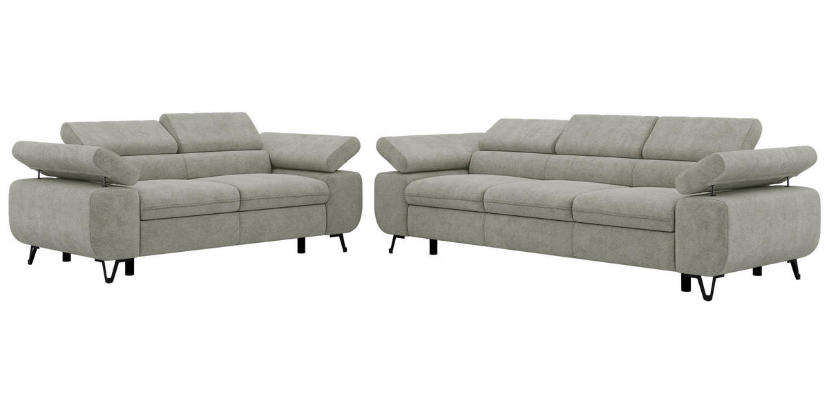 SEDACÍ SOUPRAVA PETER 2+3 - Světle šedá Strukturovaná látka - černá/světle šedá, kov/textil (262/76/99cm) - MKS