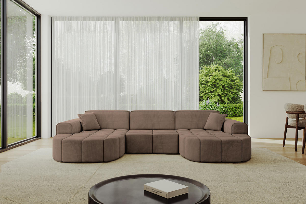 WOHNLANDSCHAFT LIVO-U1 - 315x173x79,5 cm Braun - Braun, Holzwerkstoff/Textil (315/79/173cm) - ALTDECOR