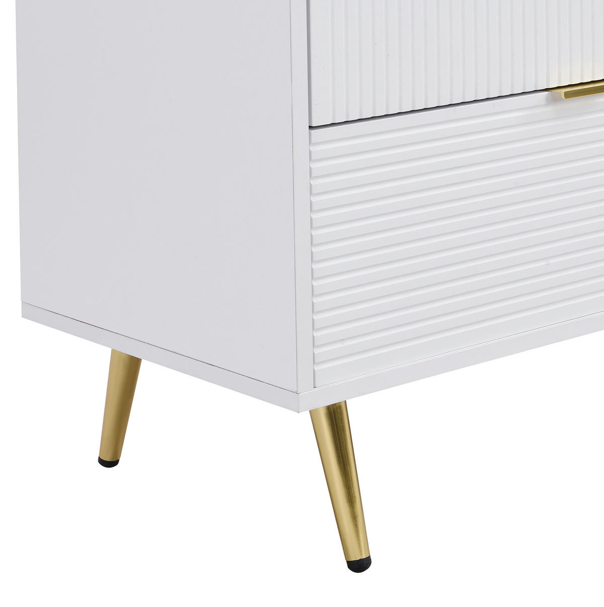 SIDEBOARD aus MDF 120x38x80,5 cm Weiß/Gold mit 3 Schubladen und 2 Türen - Weiß, Holzwerkstoff (120/80.5/38cm) - IVMEU
