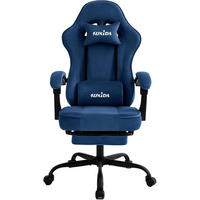 GAMING Stuhl mit Fußstütze Blau Stoff - Blau, Textil (62/130/49cm)