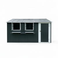 GERÄTEHAUS 359.4/284.2/206.9 cm Anthrazitgrau mit 3 öffenbaren Fenstern, abschließbaren Doppeltüren und Blumenregal (10,21 m²) - Anthrazit, Metall (303.8/204.9/370.8cm) - Oxeza