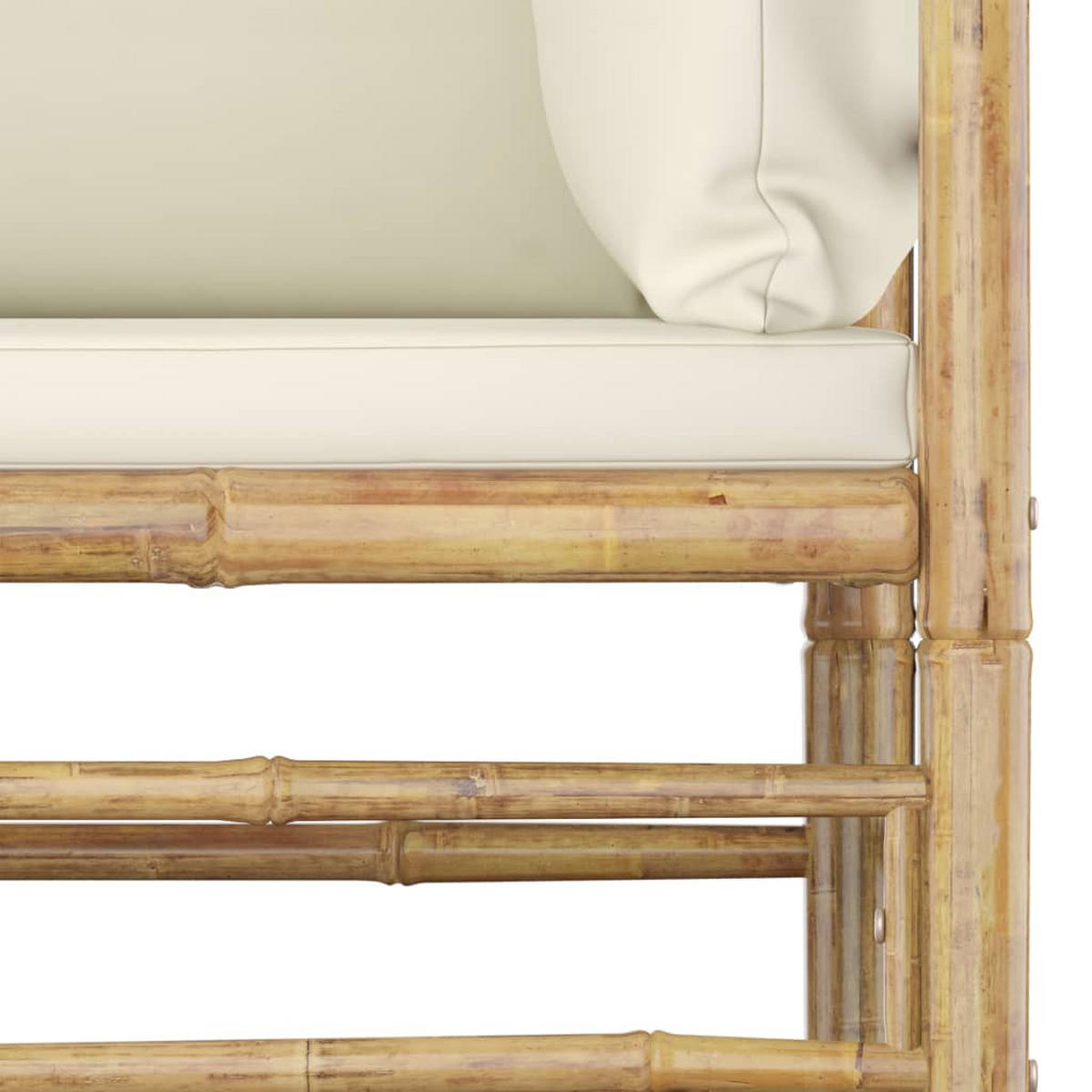 GARTEN-LOUNGE-SET 2-teilig Mit CremeWeißen Kissen Bambus - Creme/Naturfarben, Naturmaterialien/Textil - vidaXL