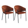 STUHL mit Armlehnen 2er-Set - Samt & schwarzes Metall - Terracotta - ORDIDA - Braun, Textil (61/80/53cm) - Pascal Morabito