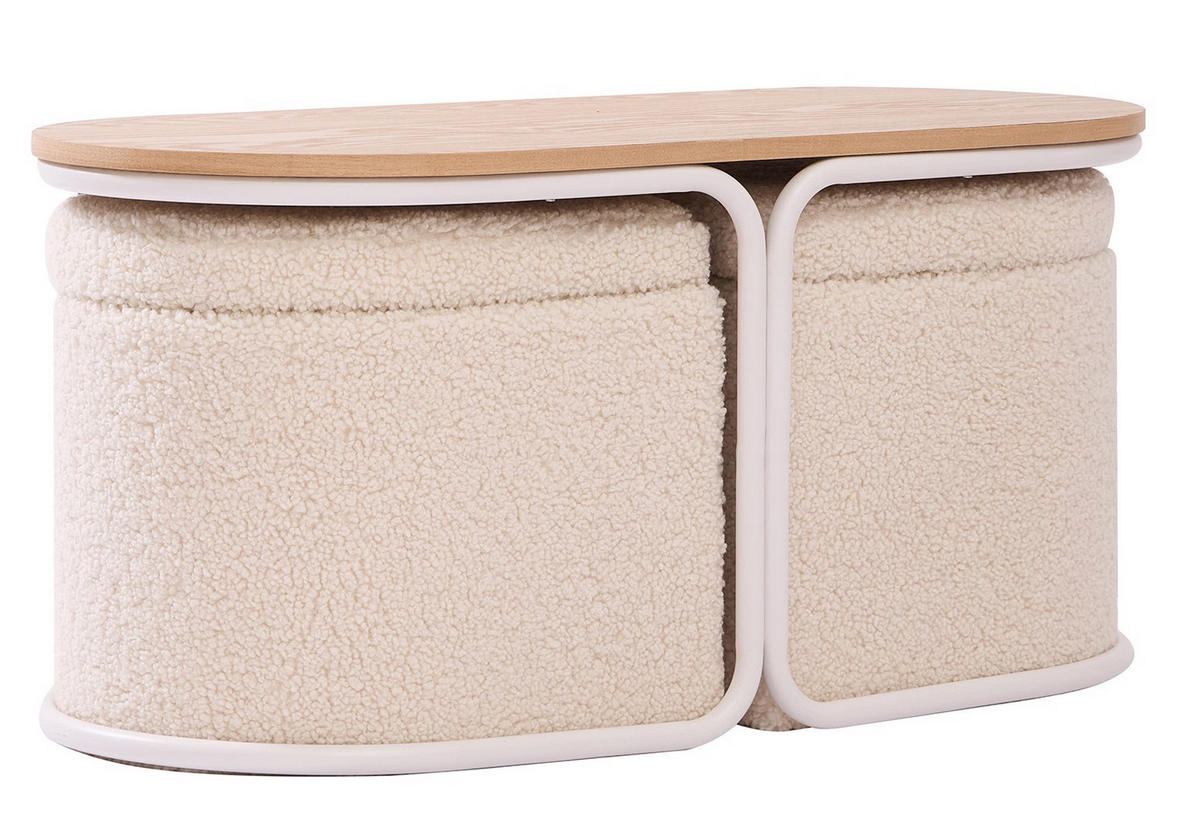 COUCHTISCH Rund Braun 90 x 41.5 x 44 cm - Weiß, Holz (41.5/90/44cm) - Nordlys