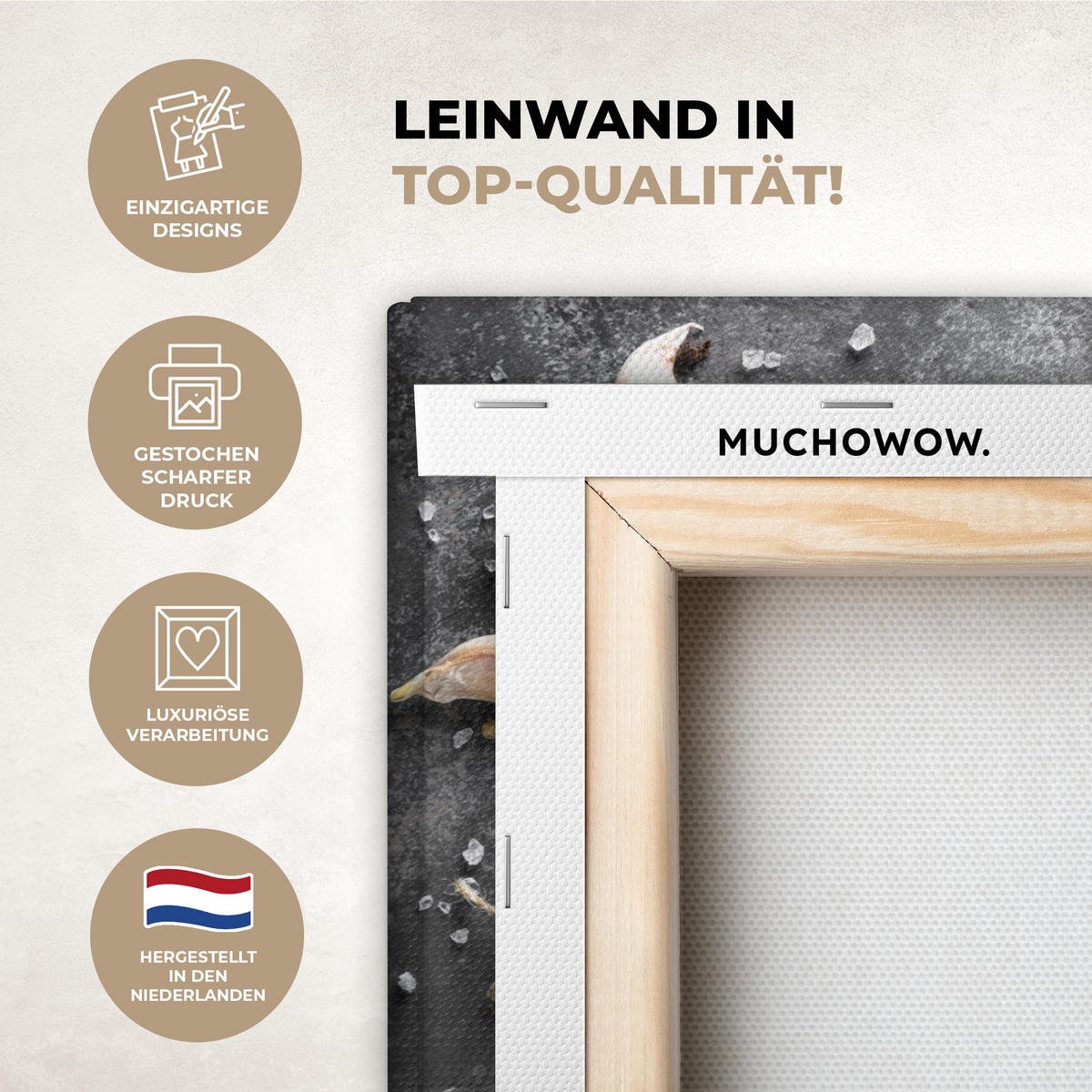 LEINWANDBILD Pfeffer - Kräuter - Gewürze - Beton 30x20 cm - Dunkelgrau, Textil (30/20cm) - MuchoWow