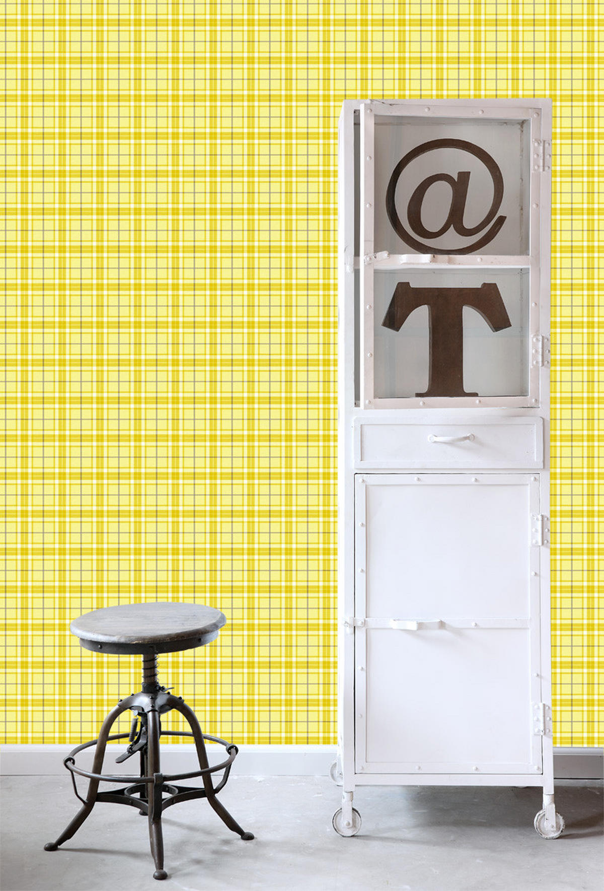 TAPETE Karomuster 53 cm x 10.05 m - Gelb, Papier (53/1000cm) - ESTAhome