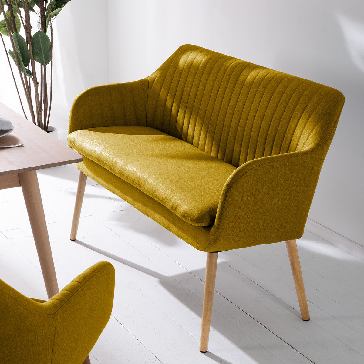 KÜCHENSOFA - Currygelb, Eichenholz/Holz (130/85/62cm) - home24
