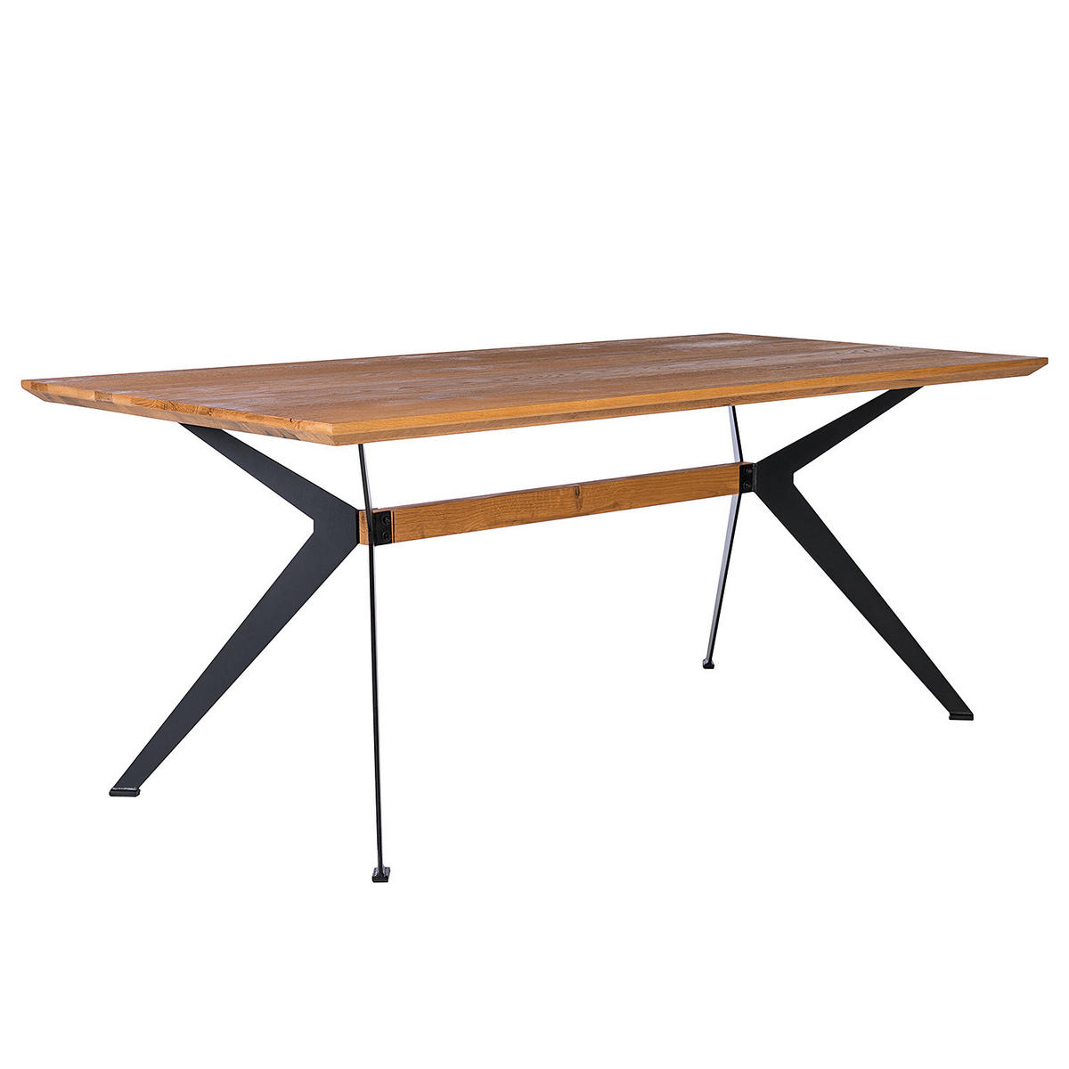 ESSTISCH - Metall / Massivholz - Schwarz - Schwarz/Grün, Holz/Metall (90/180/77cm) - home24