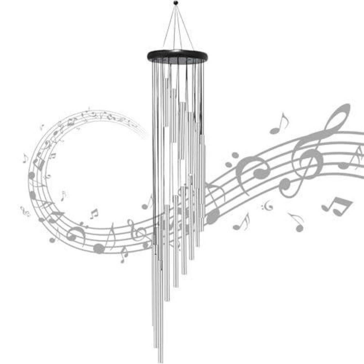 WINDSPIEL Aluminium 18 Rohre Silber 91,4 cm - Silberfarben, Metall (91.4/11.9/11.9cm)