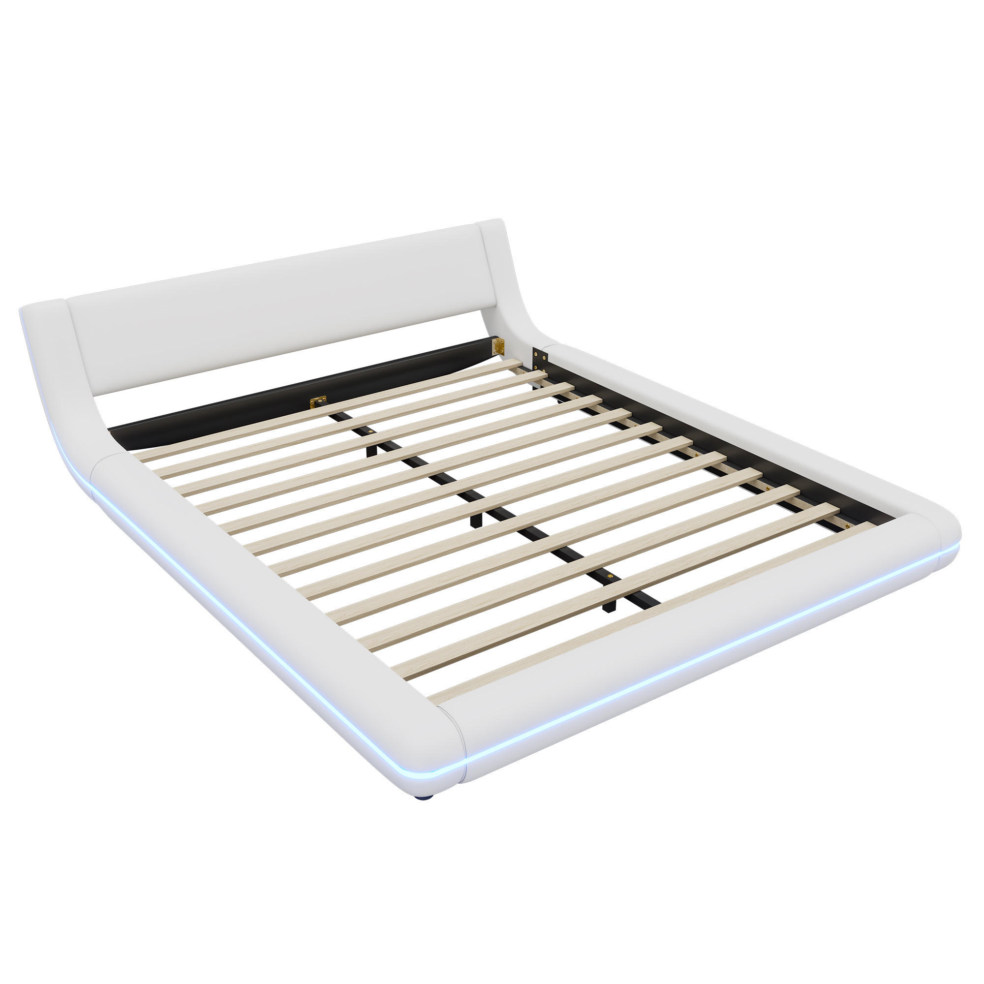POLSTERBETT 160/200 cm DE-04601, mit LED-Umgebungslicht in Weiß - Weiß, Holzwerkstoff (160/200cm) - ComfortXL