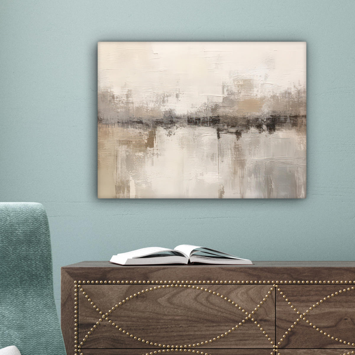 LEINWANDBILD Moderne Kunst - Abstrakt - Beige 40x30 cm - Beige, Textil (40/30cm) - MuchoWow