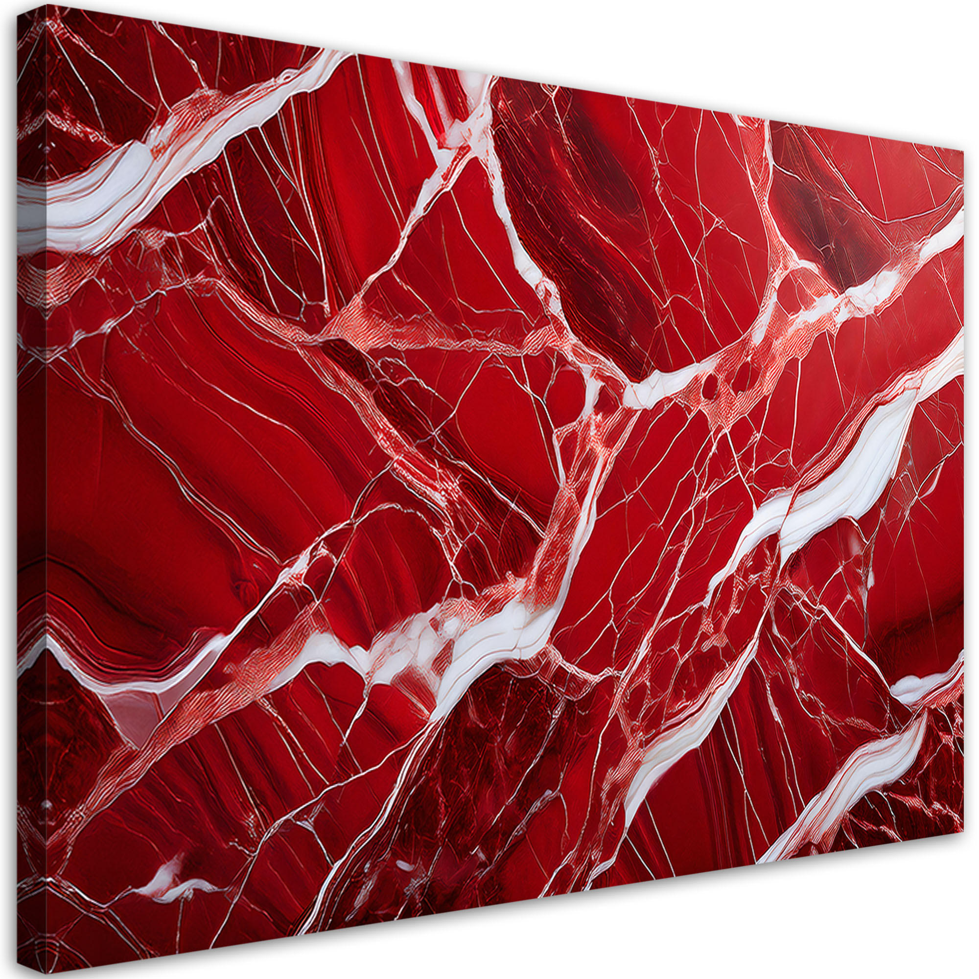 LEINWANDBILD Glamourstein aus rotem Marmor 90x60cm - Rot, Textil (90/60cm) - Feeby
