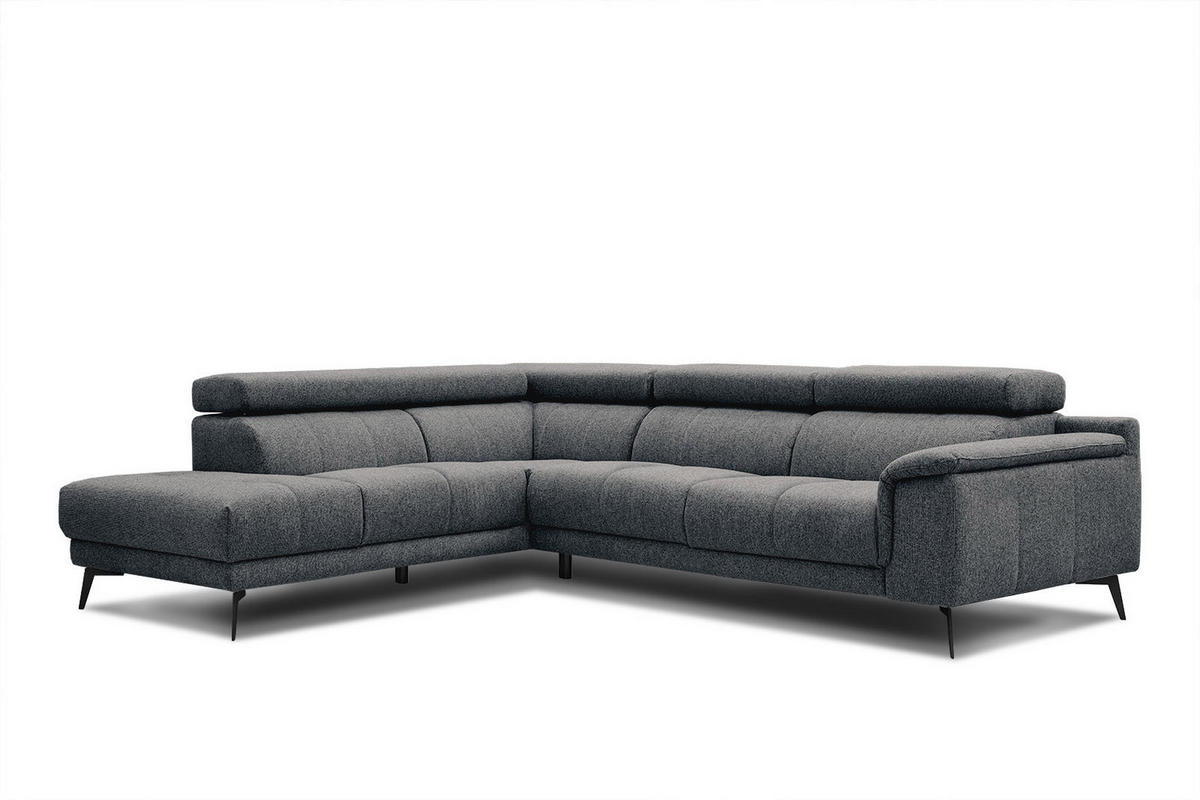 ECKSOFA FIERO 5-Sitzer, dunkelgrau - Dunkelgrau/Schwarz, Holzwerkstoff/Textil (158/269cm) - Courtois Laville
