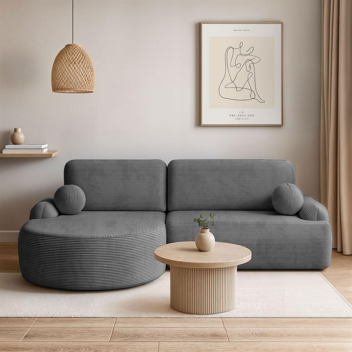 ECKSOFA CLEO II mit Schlaffunktion Version Linke Poso 60 - Grau, Kunststoff (264/172cm) - Lookway