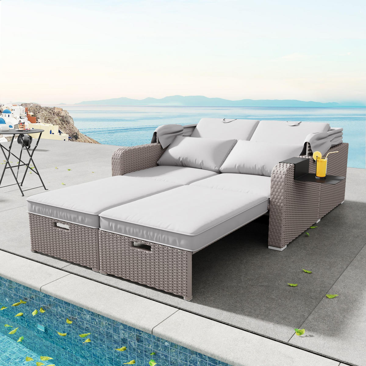 GARTENSOFA 2 Personen Khaki Mit Abnehmbarer Markise - Hellbraun, Kunststoff (72.5/37/83cm) - FLIEKS
