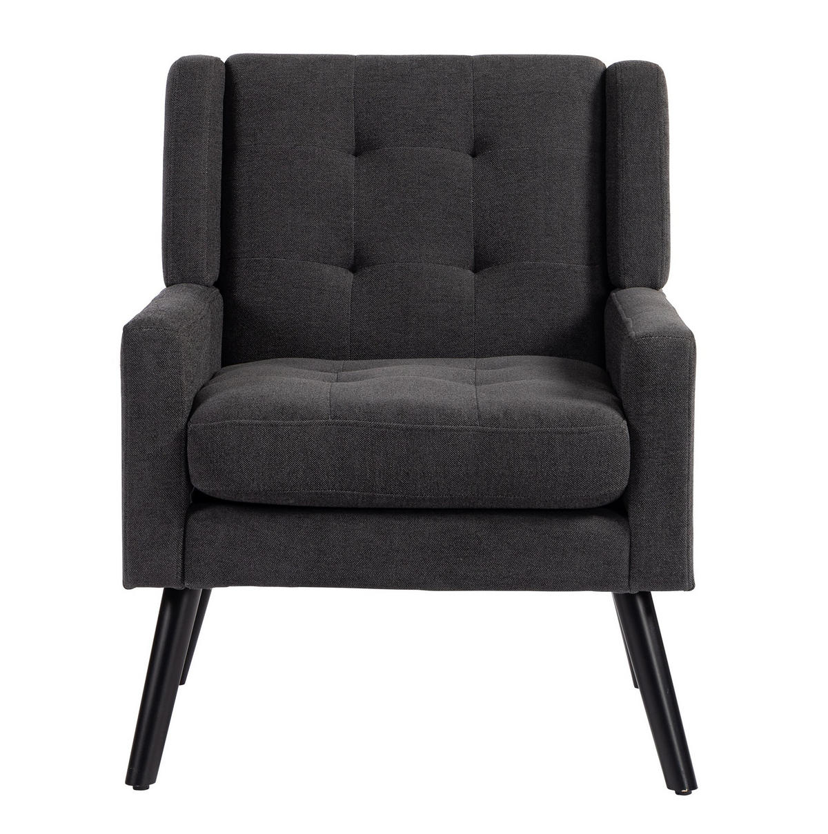 NASLANJAČ s prešitim oblazinjenjem, ergonomsko zasnovo in nogami iz masivnega lesa, Temno siva - temno siva/črna, tekstil/leseni material (76/88/68cm) - Redom