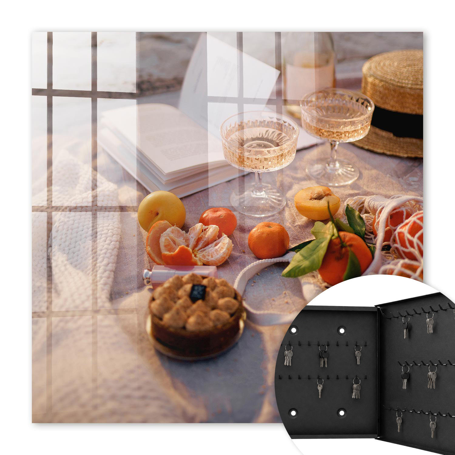 SCHLÜSSELBOX Schwarz 30x30 cm- Türöffnung nach rechts - Sommerpicknick - Orange, Metall (30/30/5cm) - TULUP