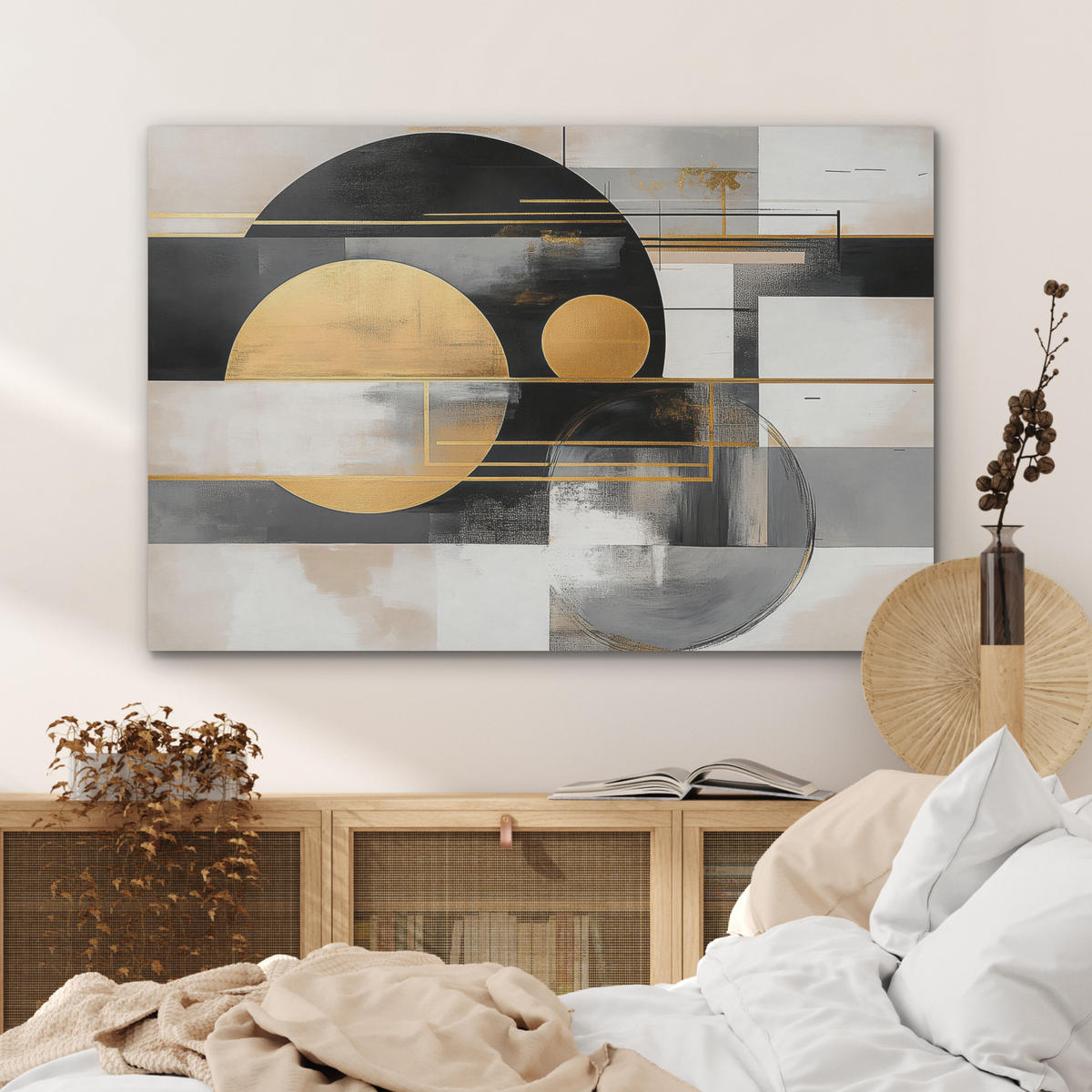 AKUSTIKPANEEL Abstrakt - Gold - Silber - Formen - Ästhetisch - Modern 100x70 cm - Goldfarben, Textil (100/0.9/70cm) - MuchoWow