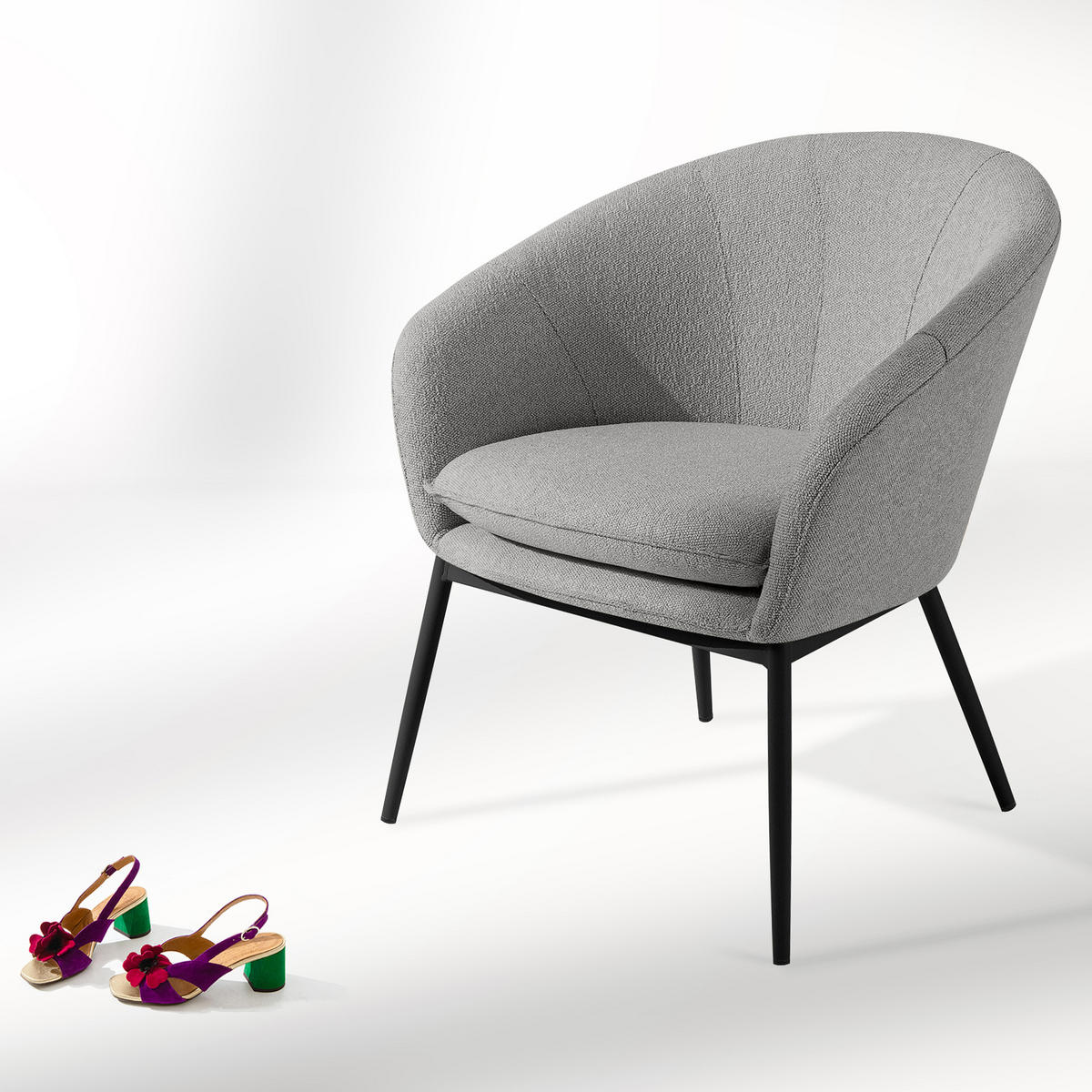 GARTENMÖBELSET SOLIS Gartenlounge-Set, grau/schwarz - Grau, Textil/Metall - KONSIMO®