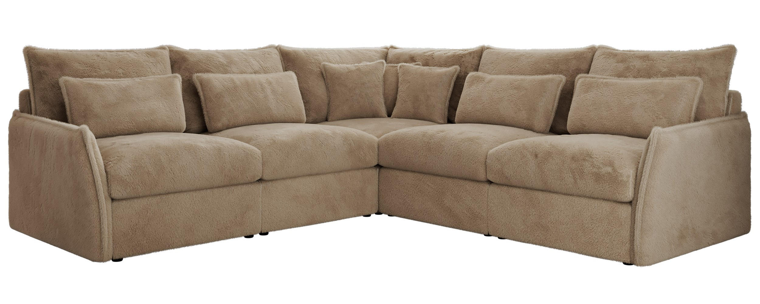 ECKSOFA VERSO L Beige Plüsch - Beige/Schwarz, Kunststoff/Textil (270/270cm) - MKS