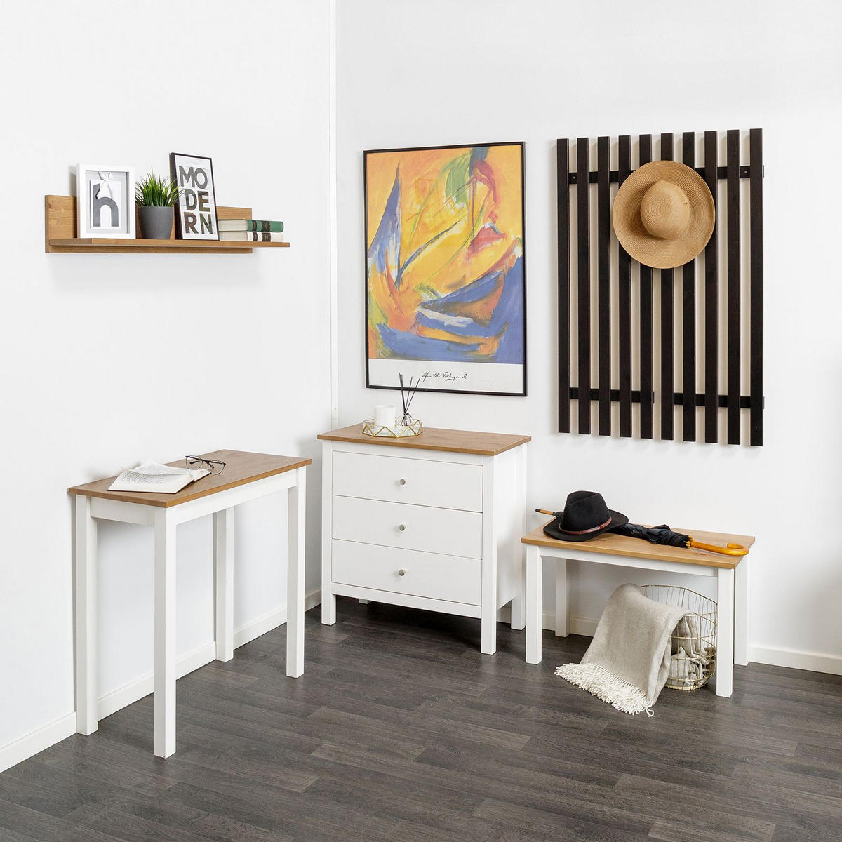COUCHTISCH Massivholz 38/75/45 cm - Braun/Weiß, Holz (38/75/45cm) - hagge home