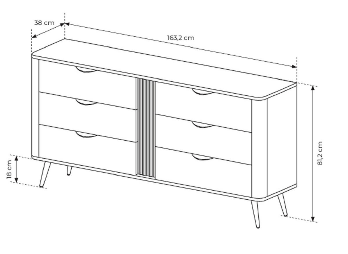 KOMMODE mit Schubladen Estera 163 cm, Braun, Eiche Dunin - Eichefarben/Schwarz, Holz/Metall (163/81/38cm) - Emporius