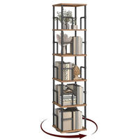 BÜCHERREGAL Drehregal 6 Ebenen Braun Schwarz 30 x 30 x 158,7 cm - Braun, Holzwerkstoff (30/158.7/30cm)