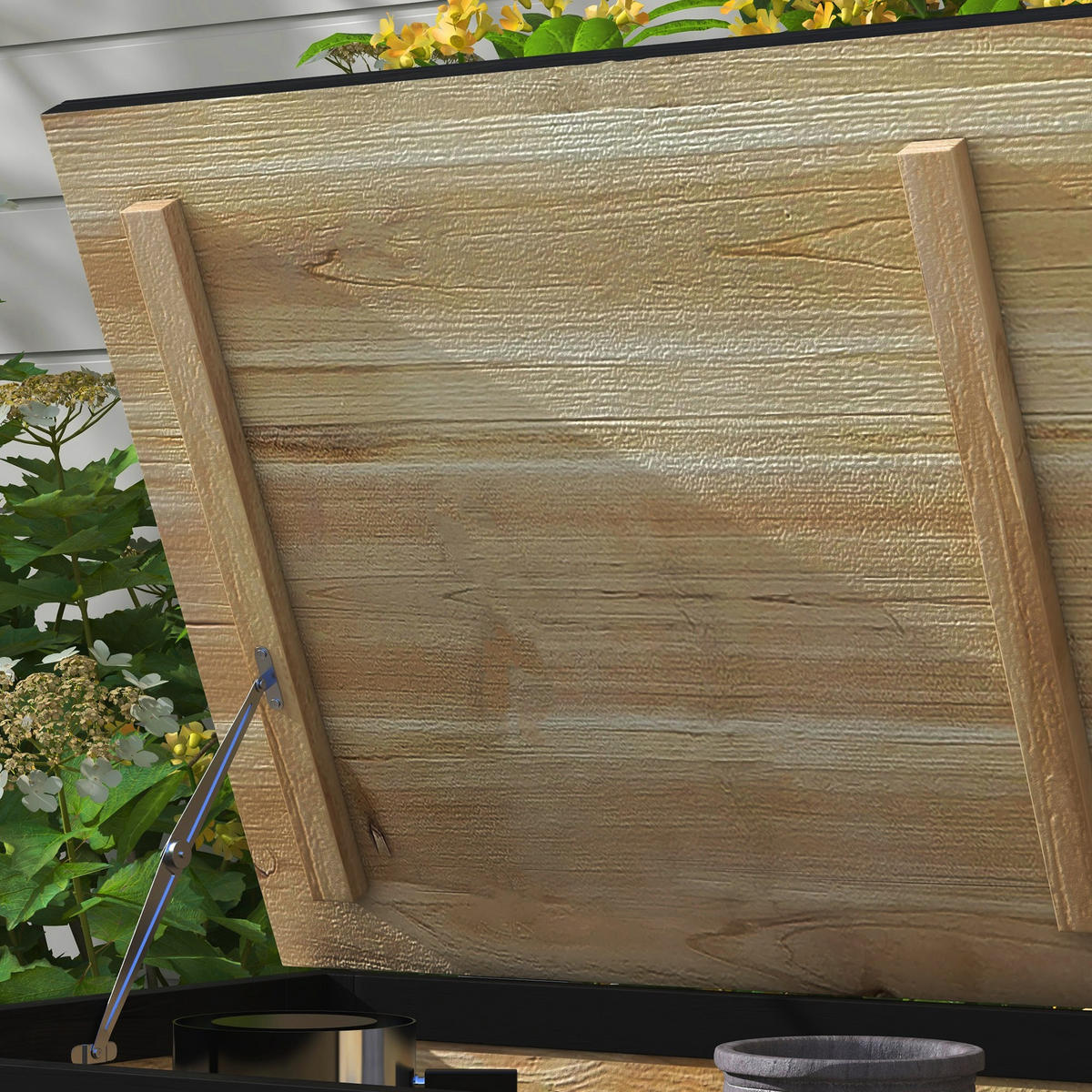 GARTENBOX DE-10849 121 Liter, wetterfest mit 2 Rädern Natur - Naturfarben, Holzwerkstoff (50/43/100cm) - ComfortXL