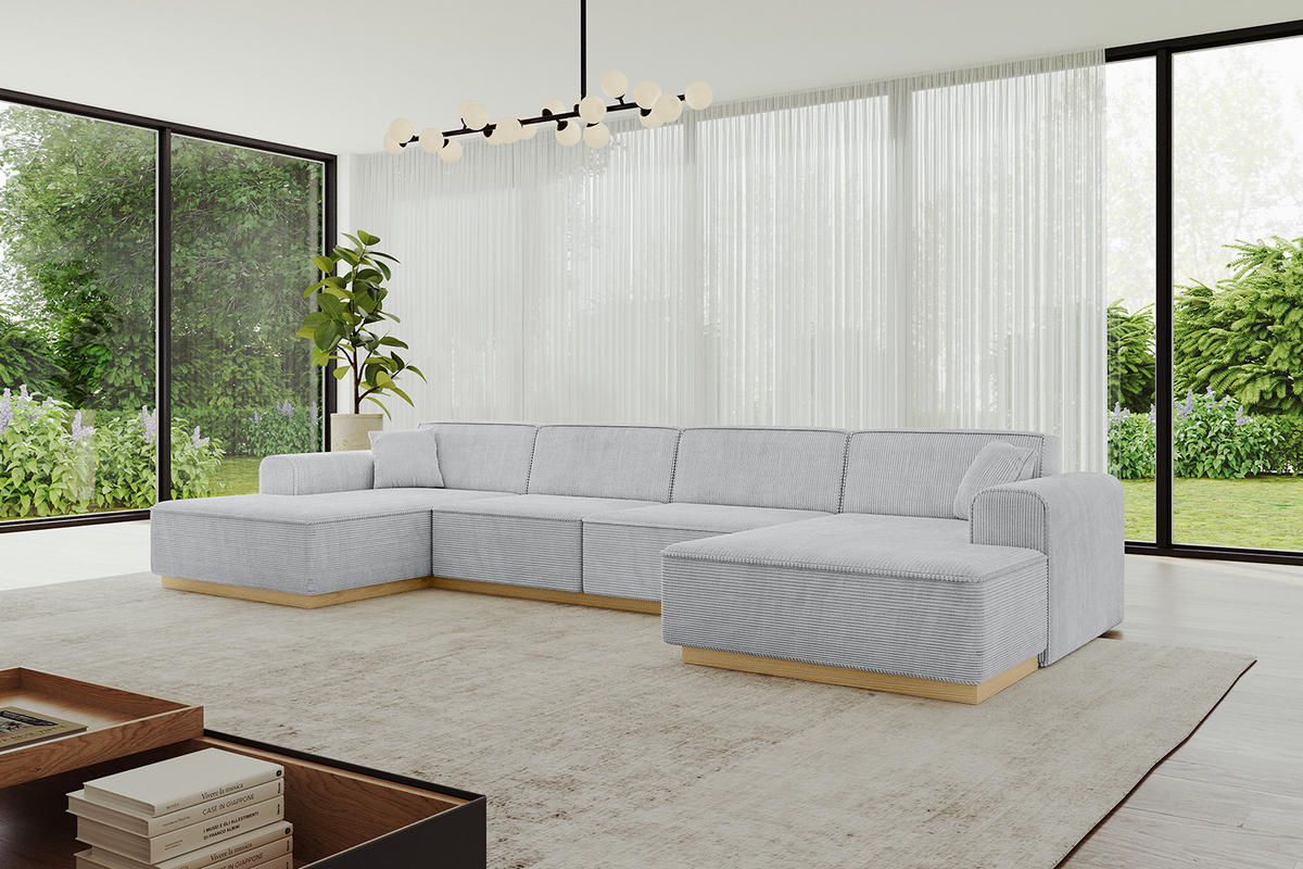 WOHNLANDSCHAFT IREA-U2-v2 - 382x165x81 cm Grau - Grau, Holzwerkstoff/Textil (382/81/165cm) - ALTDECOR