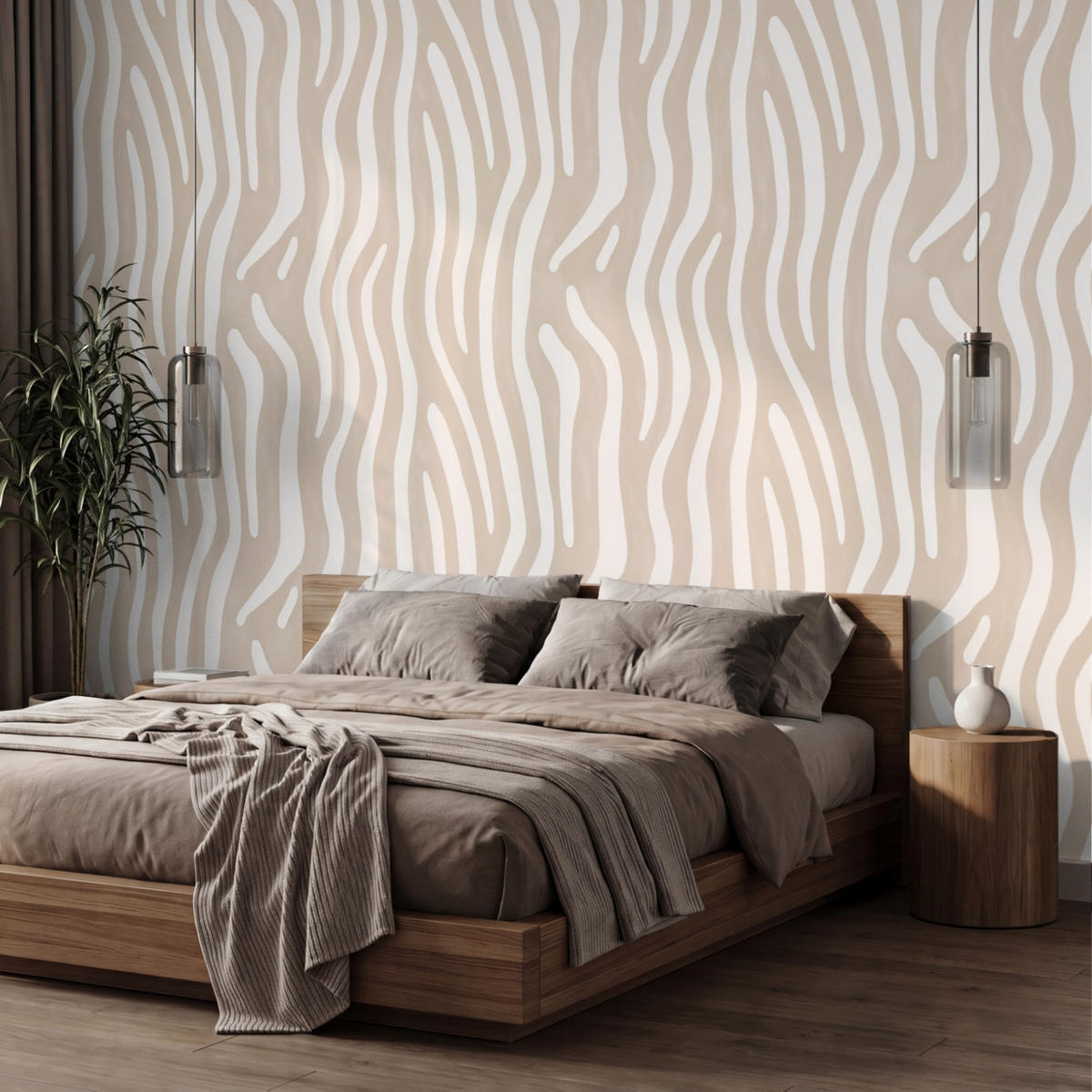 TAPETE - Abstrakt - Zebra - Beige - 350x240 cm - Beige, Papier (350/240cm) - OnlyWow
