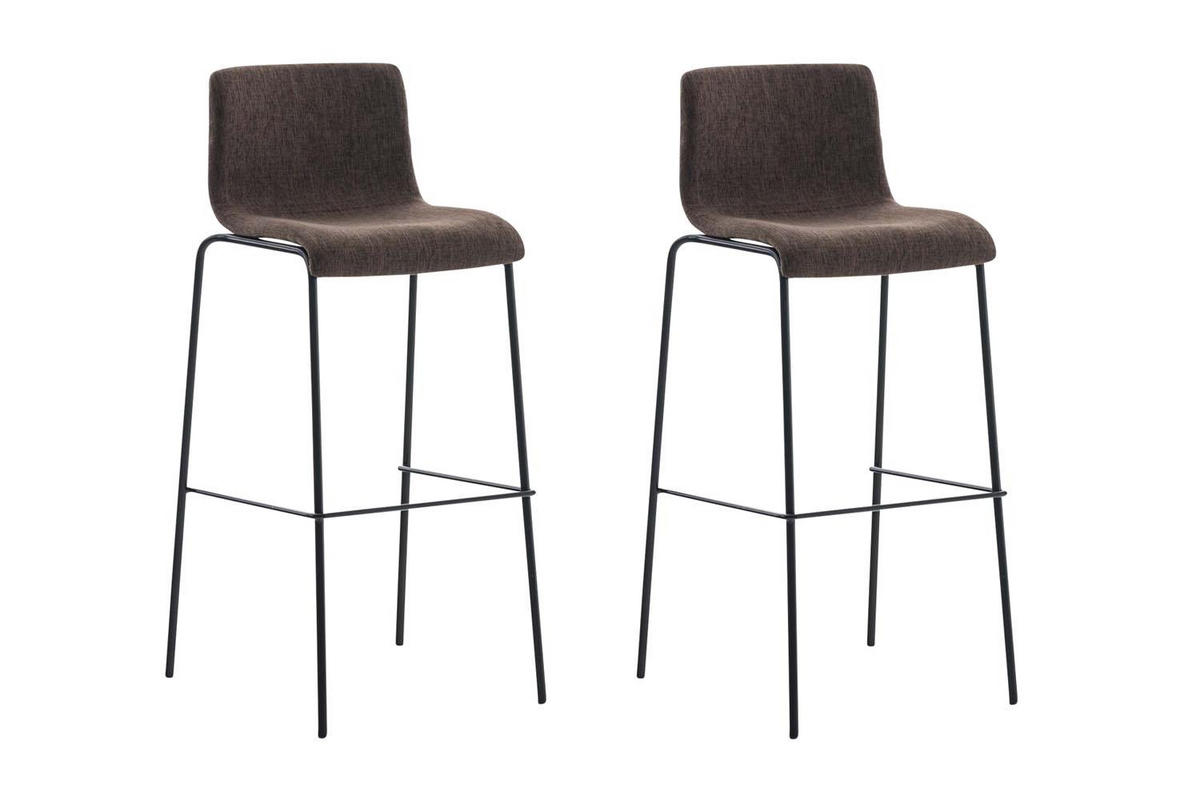 BARHOCKER 2er Set Stoff braun - Schwarz/Braun, Textil/Metall (43/100/48cm) - CLP